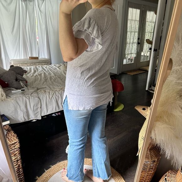 Aerie Women’s Extra Small Grey Bell Sleeve Short Sleeve Just Add Leggings Top - Picture 3 of 6